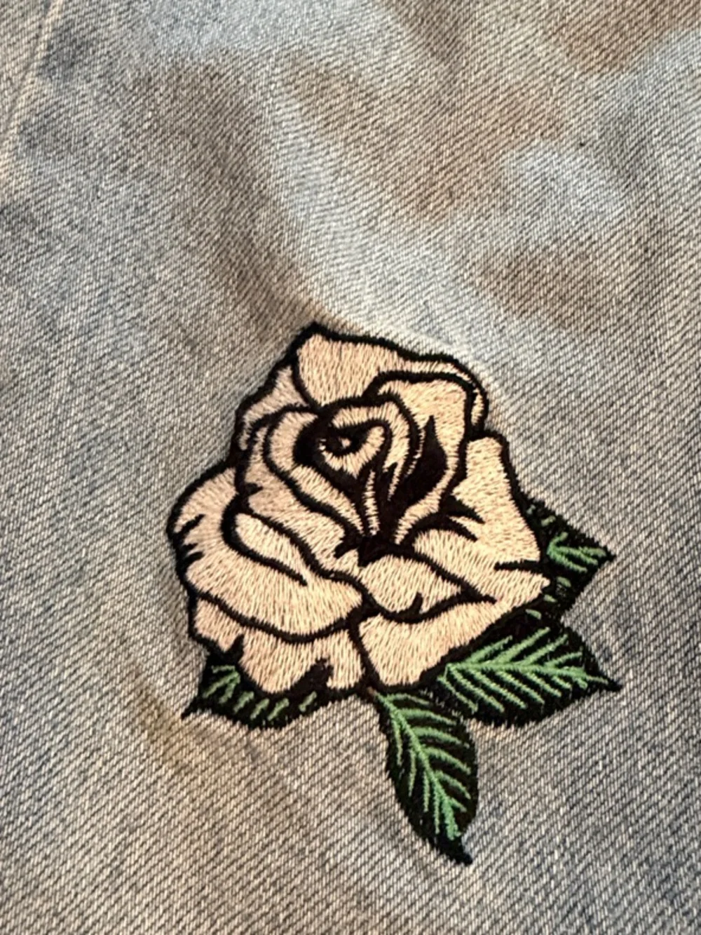 Chorus Light Blue Boyfriend Jeans with Rose Knee Patches